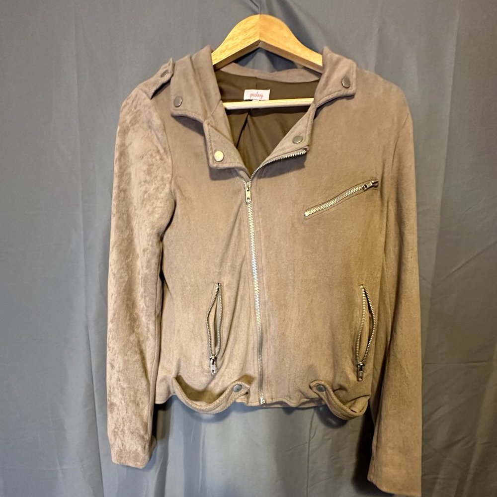 Pixley Moto Suede Khaki Jacket